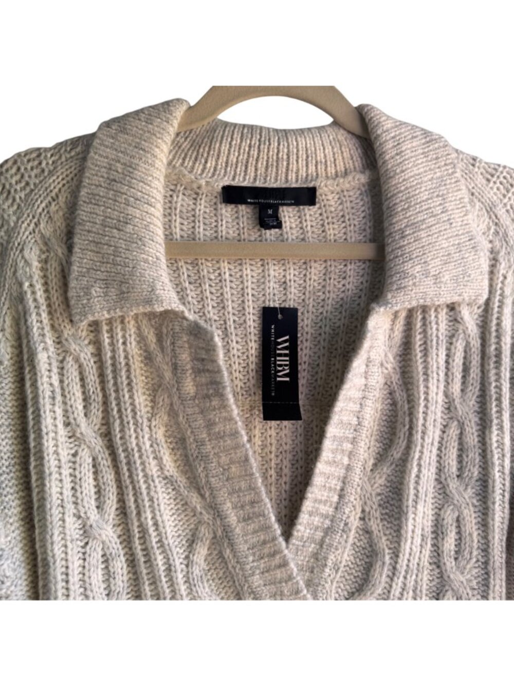 White House Black Market WHBM Sweater V-Neck LS Fringe Pullover Heather Medium - Picture 10 of 16